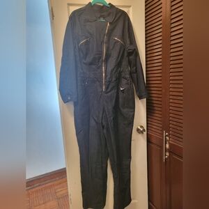 Ashley Stewart Denim Jumpsuit with Gold Zippers